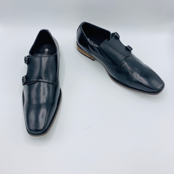 Golaiman Other - Golaiman Double Monk Strap Black Leather Shoes
